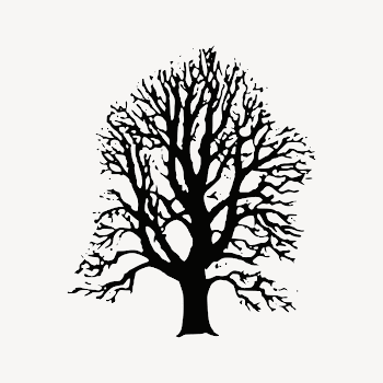 Tree  clipart, black & | Free PSD - rawpixel