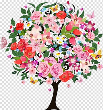 Tree Drawing Flower, leaves watercolor transparent background PNG clipart