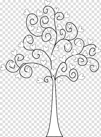 Tree Drawing Heart Valentine's Day Line art, heart tree transparent background PNG clipart