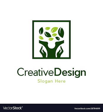 Tree hands naturally creative ecology logo vector image
