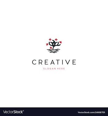 Tree house maple creative business logo design vector image