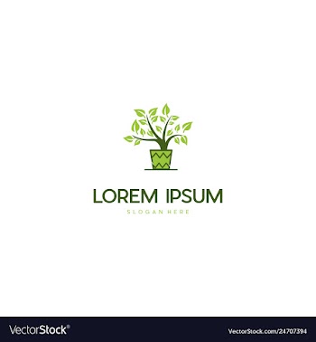 Tree in pot creative logo design vector image