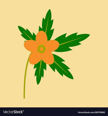 Tree leaf with flower in flat style vector image