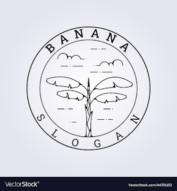 tree of banana in badge logo cloudy rainforest
