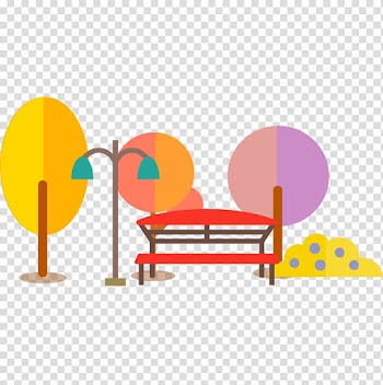 Tree Park, color park trees wooden chair transparent background PNG clipart
