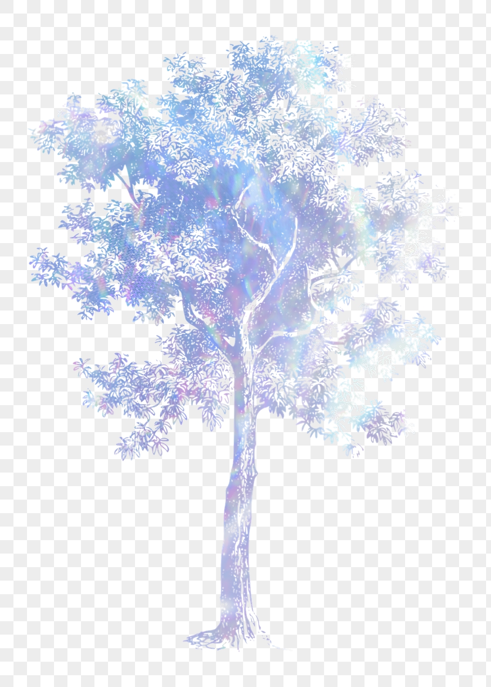 Tree png sticker, aesthetic holographic | Free PNG Illustration - rawpixel