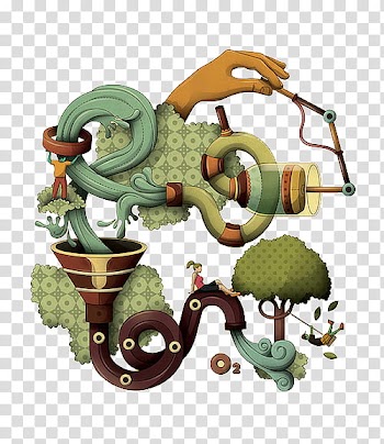 Tree processing animated illustration transparent background PNG clipart