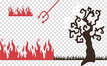Tree Red Halloween, Red flame black dead tree transparent background PNG clipart