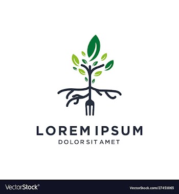 Tree root with fork logo design template vector image