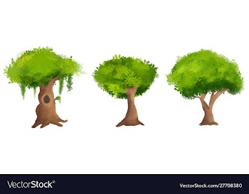 Tree set 001 vector image