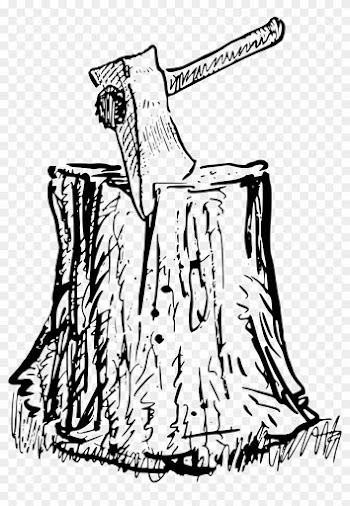 Tree Stump Axe Trunk Clip Art - Axe In Tree Stump Drawing