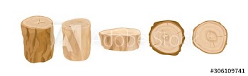 Tree stumps and logs vector illustrations set