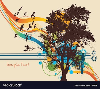 Tree with colorful background vector image