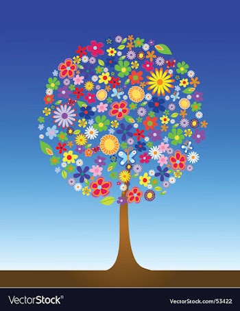  					Tree with flowers vector image														