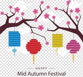 Trees and lanterns mid autumn festival , Mooncake Lantern Festival Mid-Autumn Festival, Mid Autumn Festival colored lantern transparent background PNG clipart