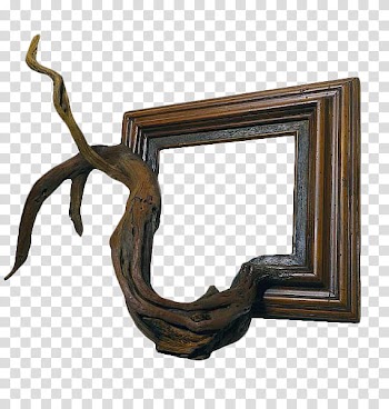 Trees In Frames s, rectangular brass-colored twig frame transparent background PNG clipart