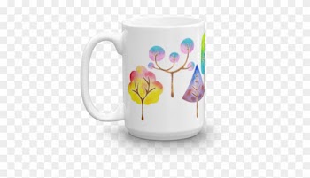 Trees Mug, Watercolor Mug, Coffee Mug, Nature Mug, - Mug