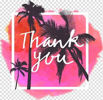 Trees on pink background with thank you text overlay, Thank you pink watercolor background transparent background PNG clipart