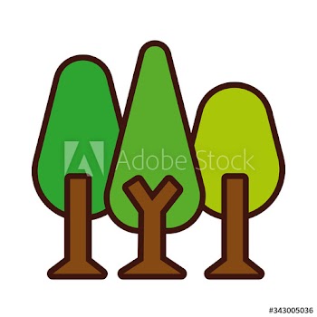 trees plants nature line and fill style icon
