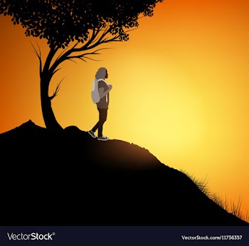 Trekking woman vector image