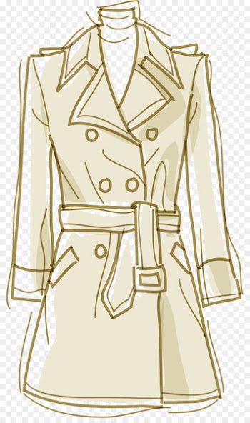 Trench coat Dress Windbreaker - Vector Hand-painted women's windbreaker 