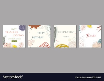 trendy abstract square art templates with floral