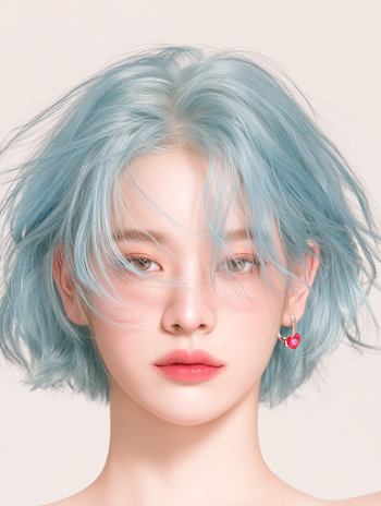 Trendy Blue Hair Portrait