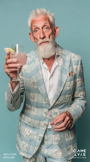 Trendy CEO Enjoying a Cocktail in Stylish Dior Attire Trendy CEO Enjoying a Cocktail in Stylish Dior Attire