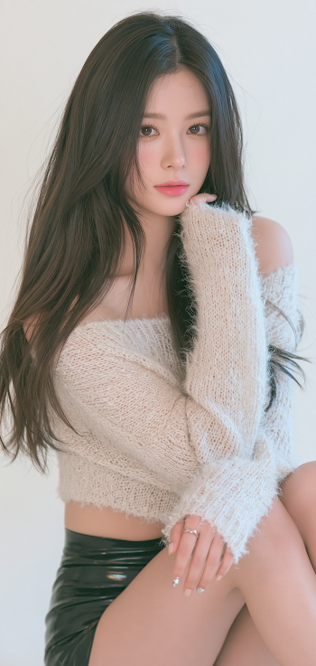 Trendy Korean Girl with Stylish Makeup