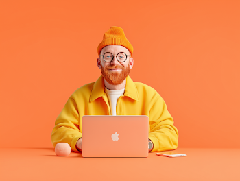 Trendy Marketing Professional Working on Laptop