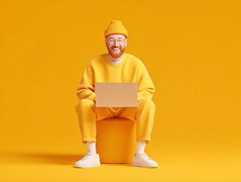 Trendy Marketing Professional Working on Laptop