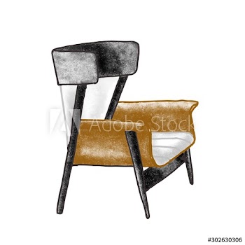 Trendy retro armchair flat vector illustration