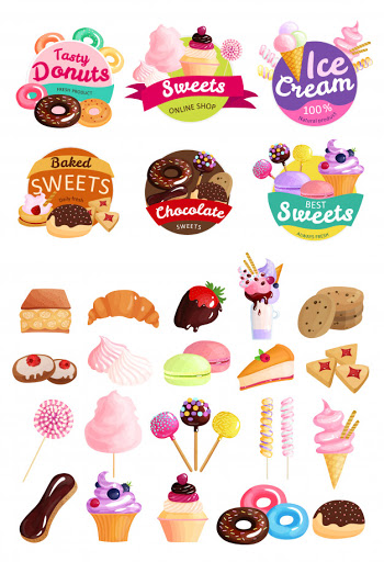 Trendy sweets label set Free Vector