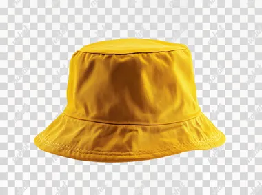 Trendy Yellow Bucket Hat on White Background