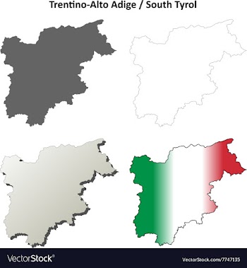 Trentino-Alto Adige blank outline map set vector image