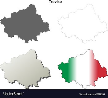 Treviso blank detailed outline map set vector image