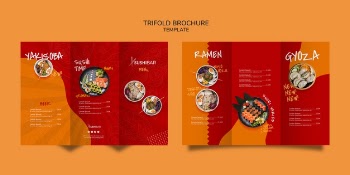 Tri-fold menu template for asian or japan restaurant Free Psd