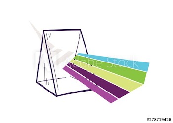 Triangular prism dispersing light beam or rainbow