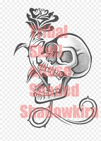 Tribal Skull And Rose Shaded By Shadowkira - Skull And Rose Tattoo