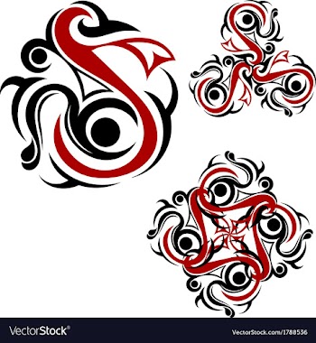 Tribal tattoo with red elements vector image