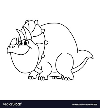 triceratops cartoon coloring page for