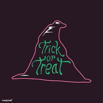 Trick or treat on a black witch hat vector | Free stock vector - 497053