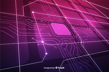 Tridimensional gradient circuit board background Free Vector