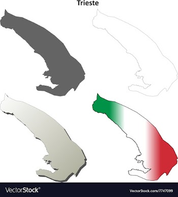 Trieste blank detailed outline map set vector image