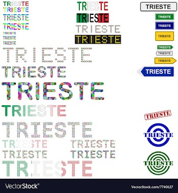Trieste text design set vector image