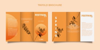 Trifold brochure template with spring festival concept Free Psd