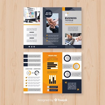 Trifold business brochure template Free Vector