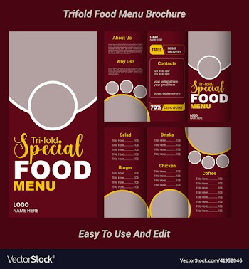 trifold food menu exclusive flyer design