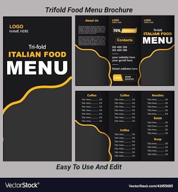 trifold food menu exclusive flyer design