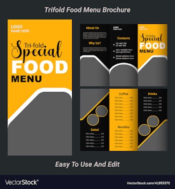 trifold food menu premium template design